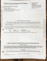 Philips CD60 CD-60 CD Player Supp Service Manual *Original*