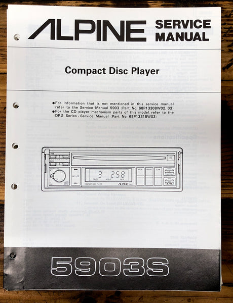 Alpine Model 5903S Car Stereo  Service Manual *Original*