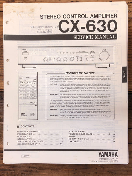 Yamaha Cassette Gauge  Technical Guide Service Manual *Original*