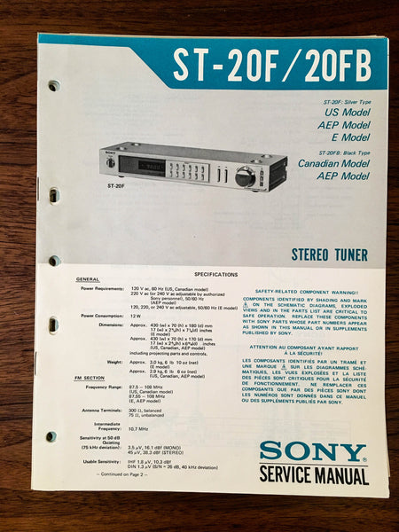 Sony ST-20F ST-20FB TUNER Service Manual *Original*