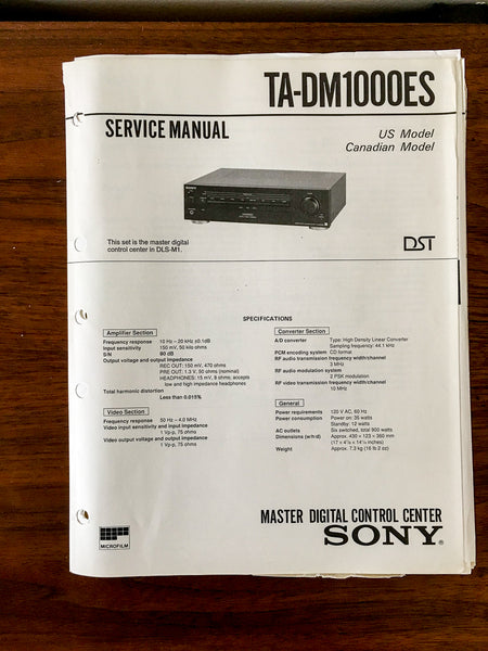 Sony TA-DM1000ES Control Center Service Manual *Original*