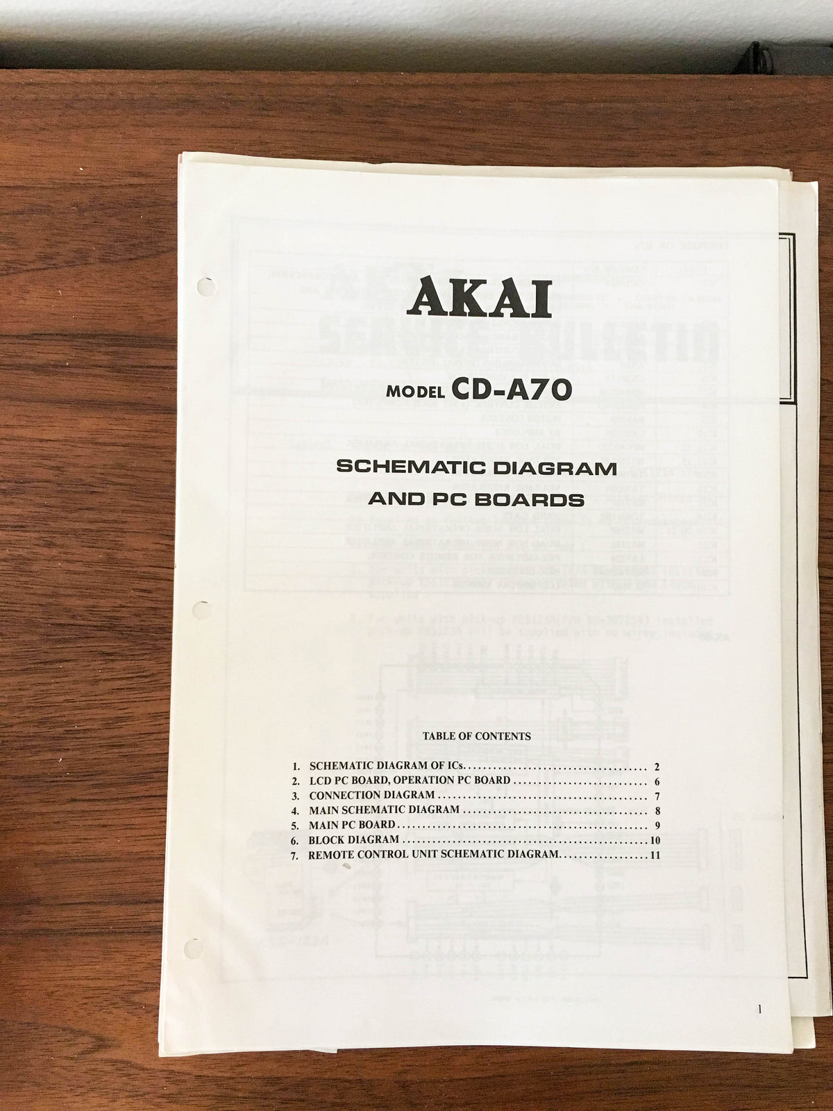 Akai CD-A70  Fold Out Schematic Booklet *Original*
