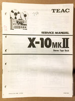 Teac X-10 MK II / 2 Reel to Reel  Service Manual *Original* #2