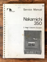 Nakamichi Model 350 Cassette Service Manual *Original* #1