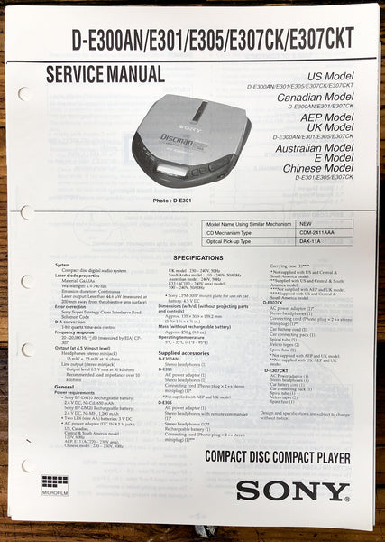 Sony D-E300AN -E301 -E305 -307 CD Player / Discman  Service Manual *Original*