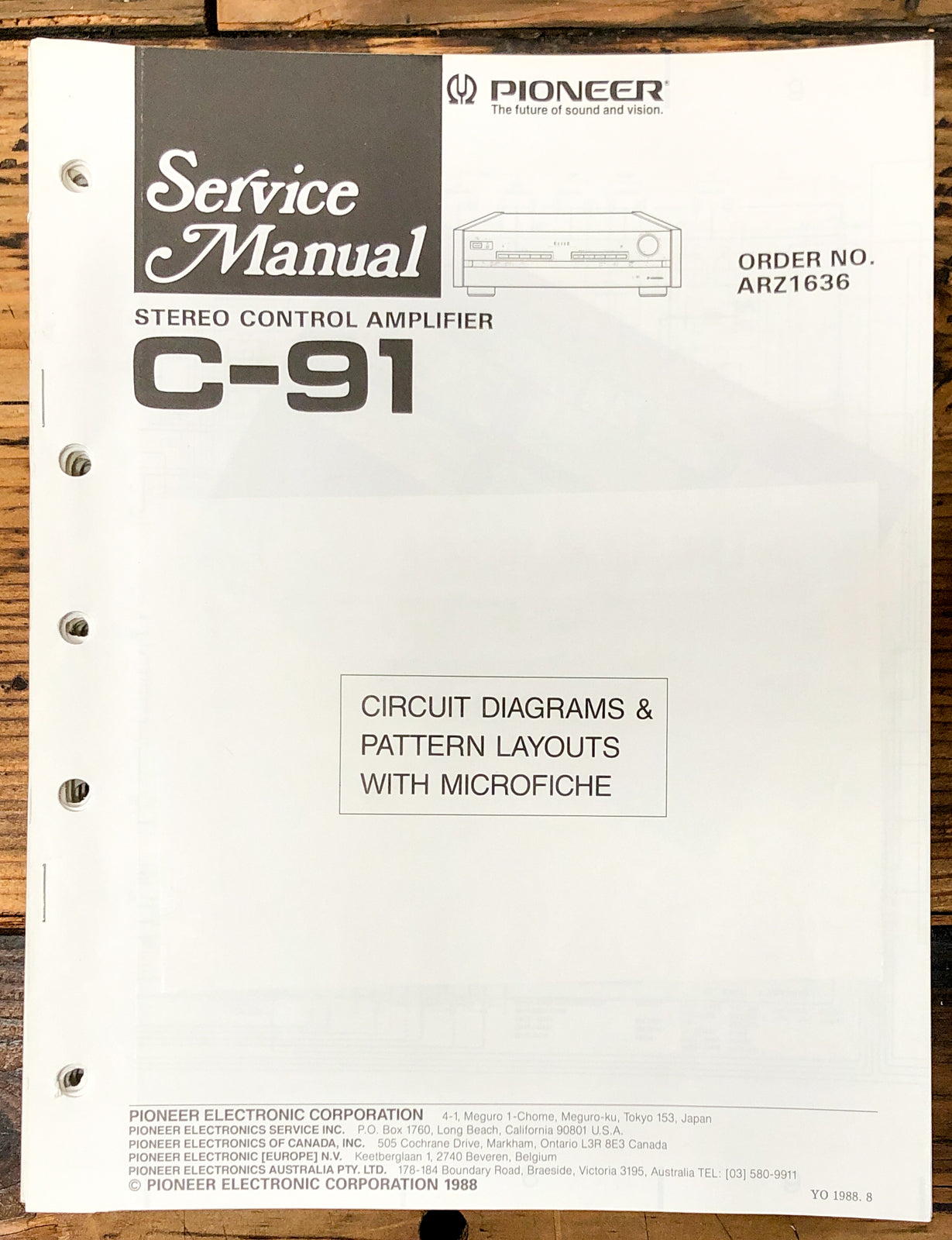 Pioneer C-91 Preamp / Preamplifier Service Manual *Original*