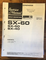 Pioneer SX-40 SX-50 SX-60 Receiver Service Manual *Original*