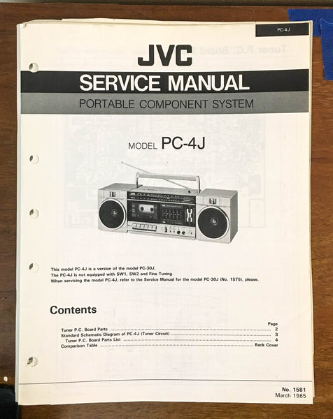 JVC PC-4J 4 J CD Portable System Service Manual *Original*