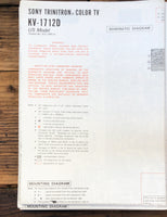 Sony KV-1711D TV  Fold Out Schematic *Original*