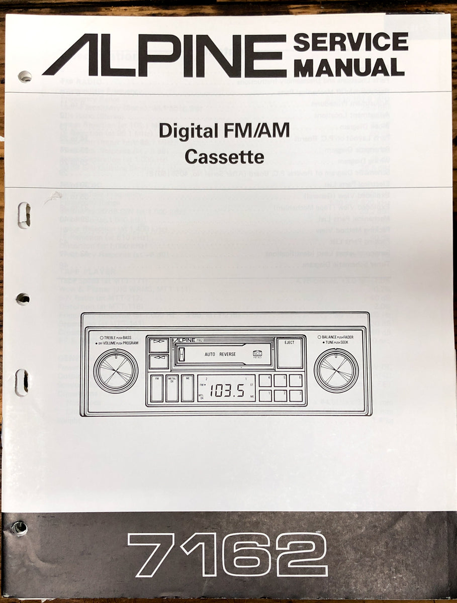 Car Stereo Service Manual *Original* Vintage Audio Store Vintage