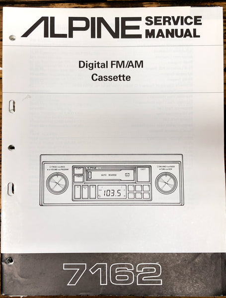 Alpine Model 7162 Car Stereo  Service Manual *Original*