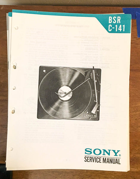Sony / BSR C-141 Turntable / Record Player Service Manual *Original*