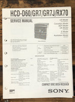 Sony HCD-D60 HCD-GR7 HCD-GR7J HCD-RX70 Stereo  Service Manual *Original*