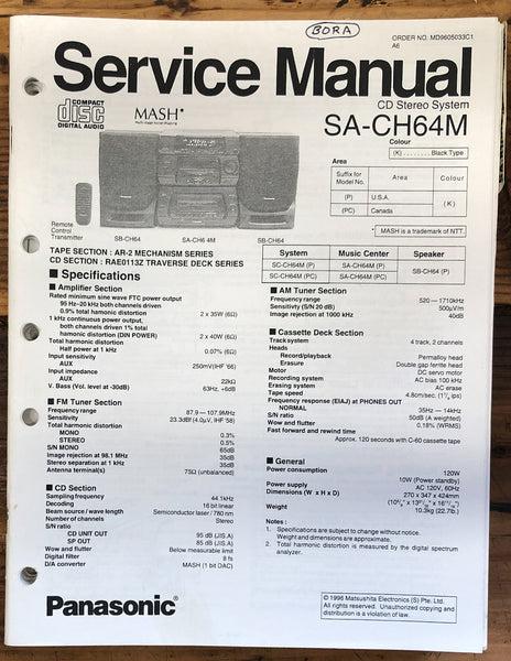 Panasonic SA-CH64M Stereo  Service Manual *Original*