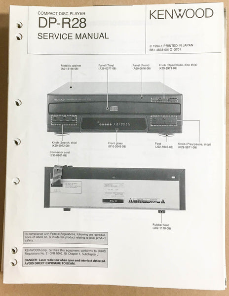 Kenwood DP-R28 CD Player  Service Manual *Original*