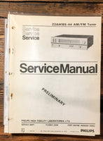 Philips 22AH185-44 185 Tuner  Prelim. Service Manual *Original*