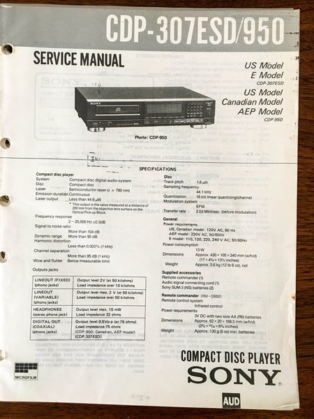 Sony CDP-307ESD CDP-950  Service Manual *Original*