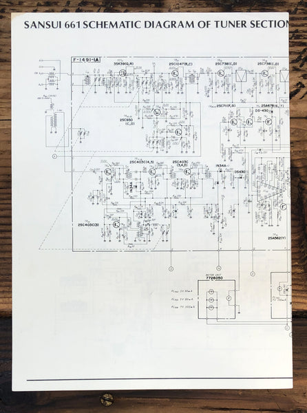 Sansui Model 661 Receiver  Fold Out Schematic *Original*