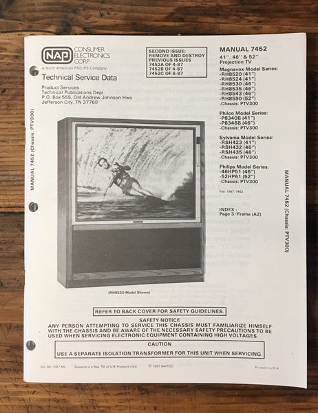 Magnavox Sylvania  Projection TV RH8520 - RH8590 TV Service Manual *Original*