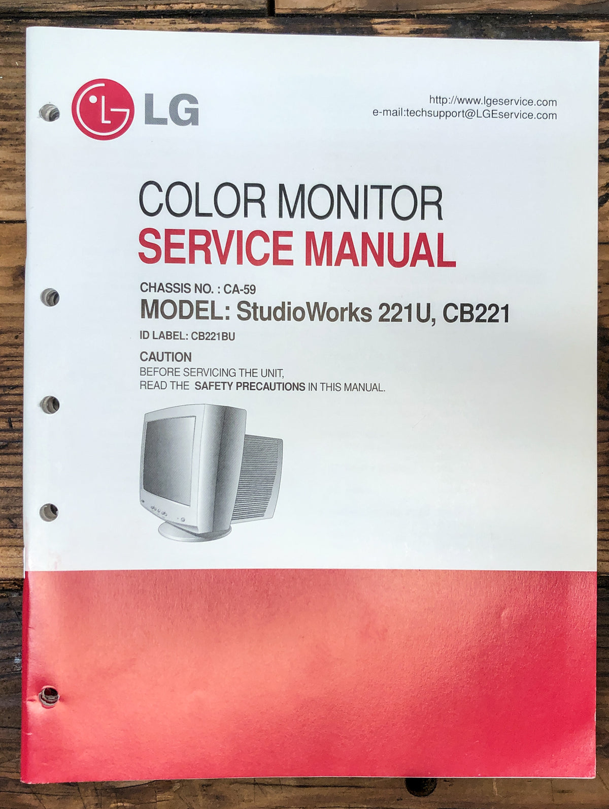 LG StudioWorks 221U CB221 Monitor  Service Manual *Original*