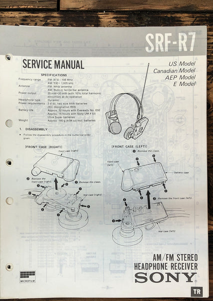 Sony SS-CN190 SS-CR190 SS-SR190   Service Manual *Original*