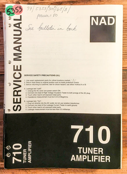 NAD Model 710 Tuner Amplifer  Service Manual *Original*