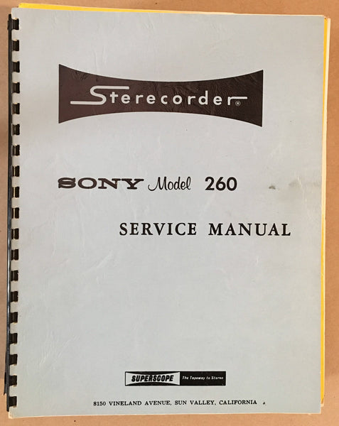 Sony / Superscope TC-260 Tape Recorder Service Manual *Original*