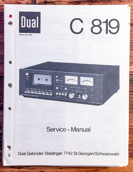 Dual  C 819 C819 Cassette Player  Service Manual *Original*