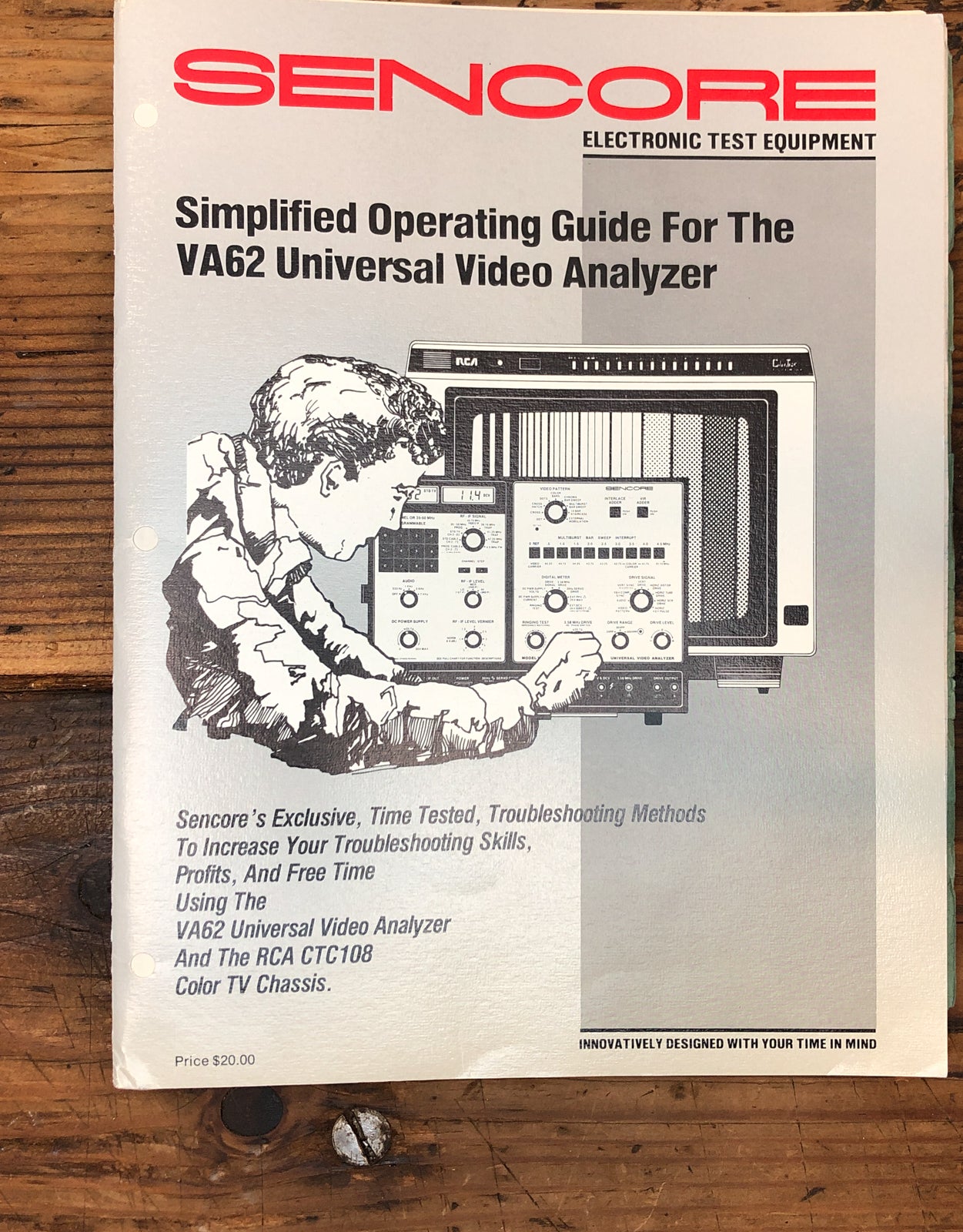 Sencore VA62 VA-62 Video Analyzer  Simple Owners Manual *Original* #1