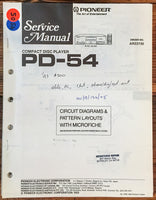 Pioneer PD-54 CD Player  Service Manual *Original*