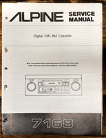 Alpine Model 7168 Car Radio Cassette  Service Manual *Original*