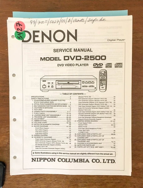 Denon DVD- 2500  Service Manual *Original*