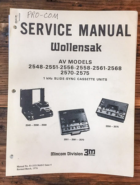 Wollensak 2548 2551 2556 2558 2561 2568  2575 Cassette  Service Manual *Orig #1