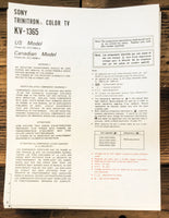 Sony KV-1365 TV  Fold Out Schematic *Original*