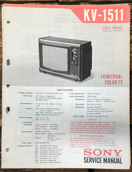 Sony KV-1511 TV  Service Manual *Original*