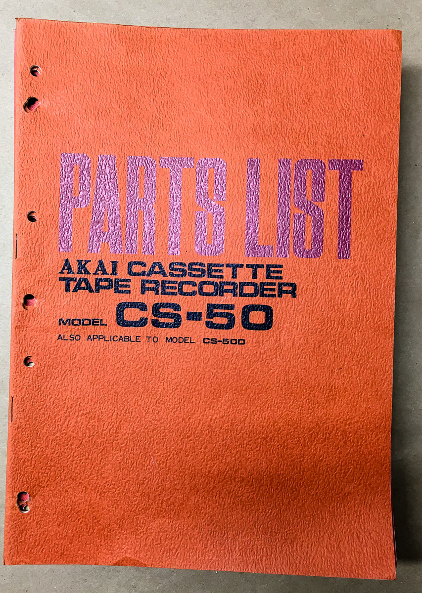 Akai CS-50 CS-50D Cassette Parts List Service Manual *Original*