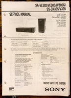 Sony SA-VE302 -VE305 -W305G SS-CN305 -V305 Speaker  Service Manual *Original*