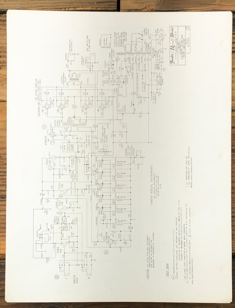 Fender 300 Watt Guitar and Bass Amplifier Schematic Sheet  *Original*