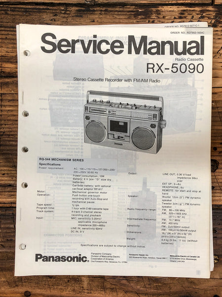 Panasonic RX-5090 Radio / Boombox  Service Manual *Original*