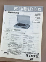 Sony PS-LX410 LX410C Turntable Record Player  Service Manual *Original*