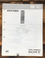 Sony RM-747 Remote Control  Service Manual *Original*