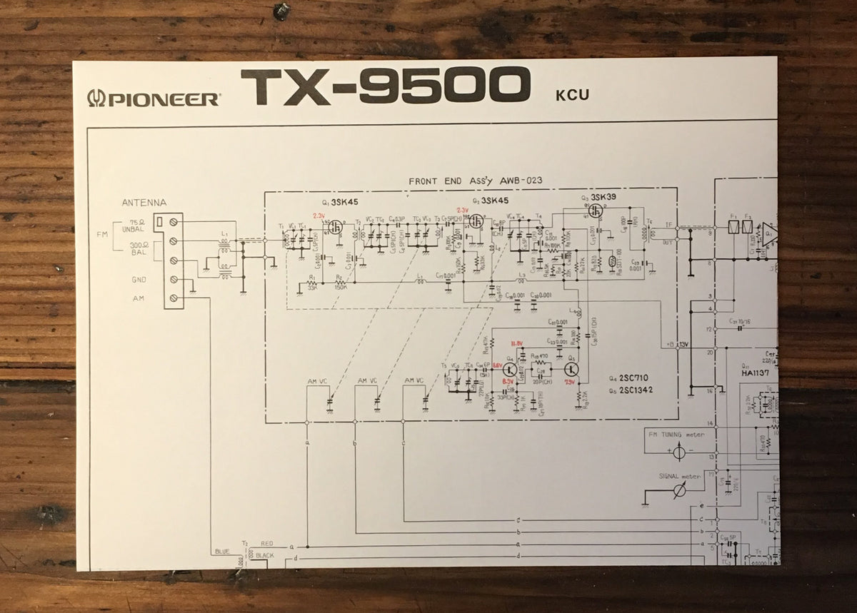 Pioneer TX-9500 Tuner Large Fold Out Schematic *Original*