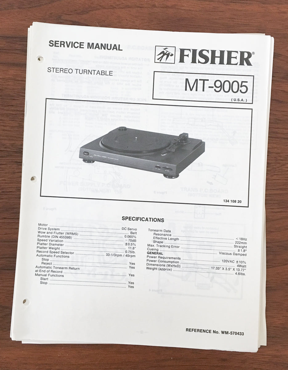 Fisher MT-9005 Record Player / Turntable Service Manual *Original* #1