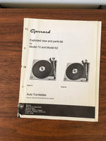 Garrard Model 62 70 Turntable Service Manual *Original*