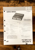 Sony D-55 CD Player / Discman  Service Manual *Original*