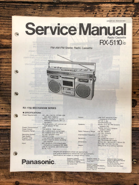 Panasonic RX-5110 Radio / Boombox  Service Manual *Original* #2