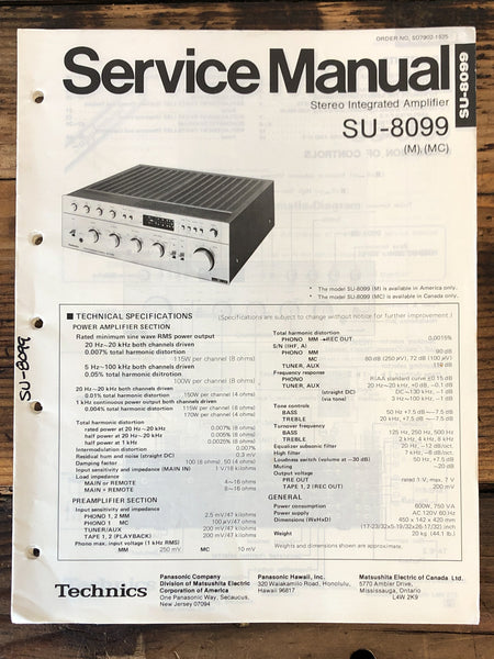 Technics SU-8099 Amplifier  Service Manual *Original*