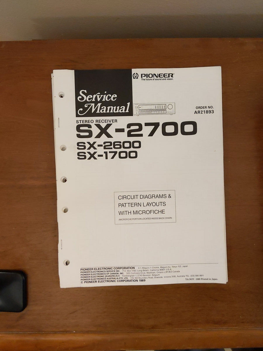 Pioneer SX-2700 SX-2600 SX-1700 Receiver Service Manual *Original* #1