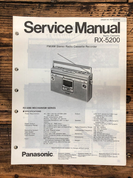 Panasonic RX-5200 Radio / Boombox  Service Manual *Original*