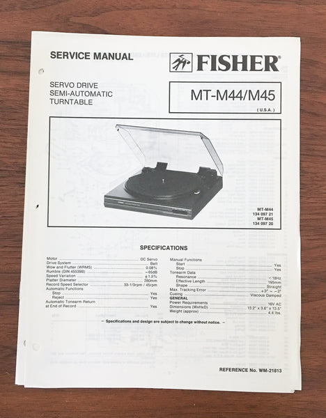 Fisher MT-M44 MT-M45 Record Player / Turntable Service Manual *Original*